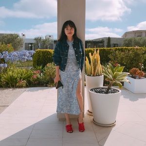 Reformation Blue print Halter maxi dress